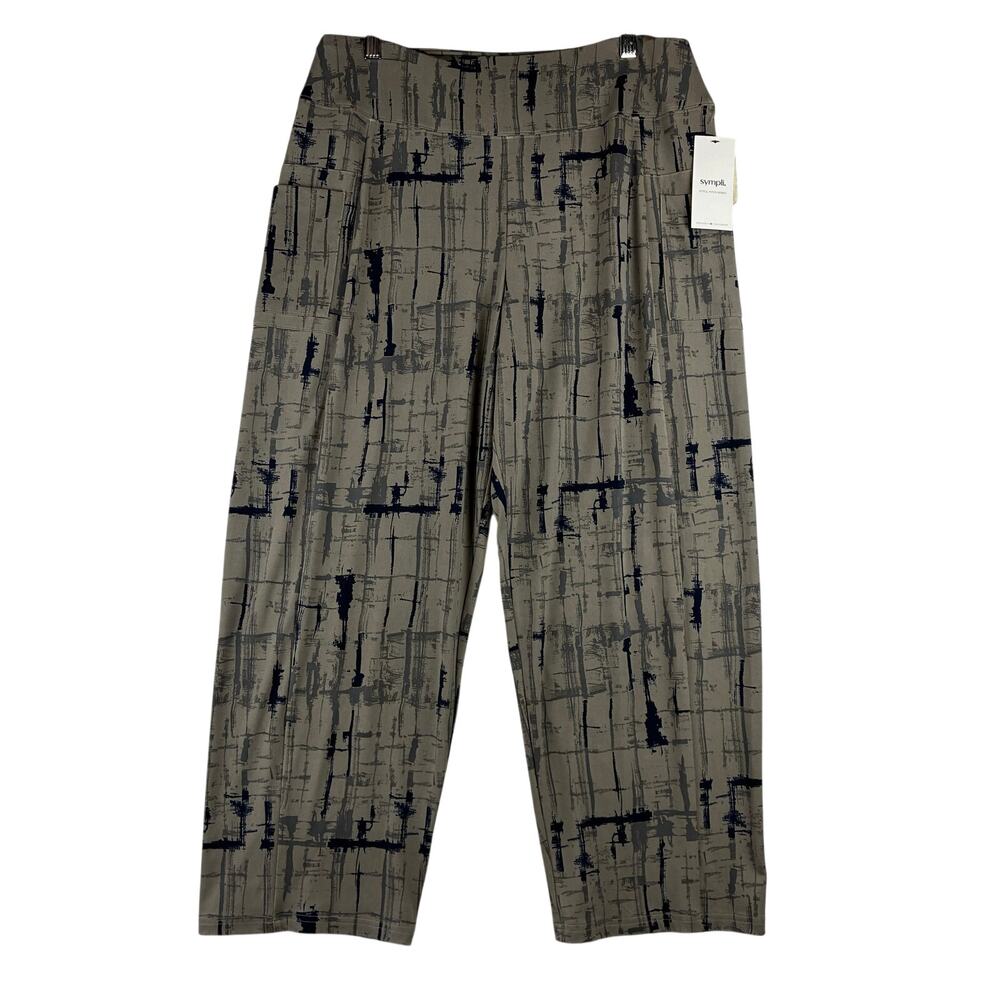 Sympli Crop Ankle Pull On Pant Women's 14 Slinky Travel Drifting Sand Pocket NWT
